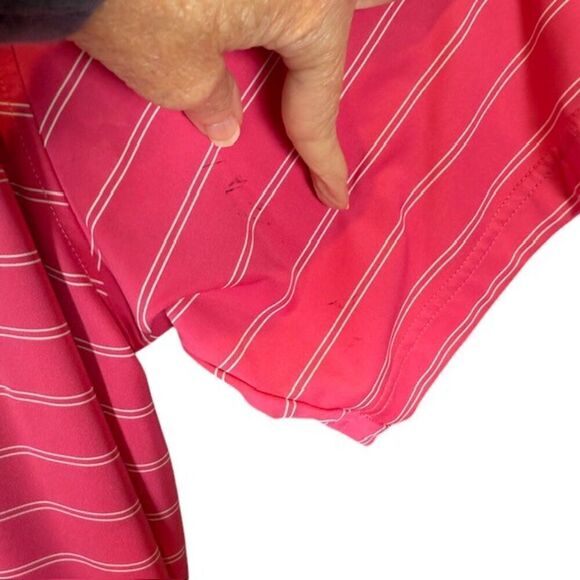 FootJoy Golf Polo Pink with White Stripes Performance Size Large - Picture 5 of 12